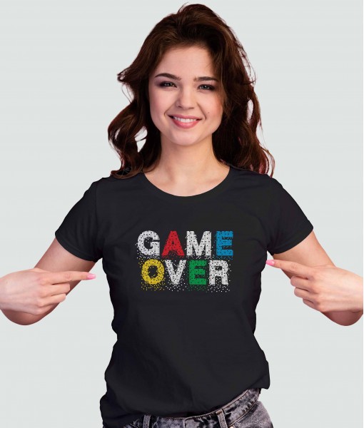 Дамска тениска с щампа Текст и надписи GAME OVER